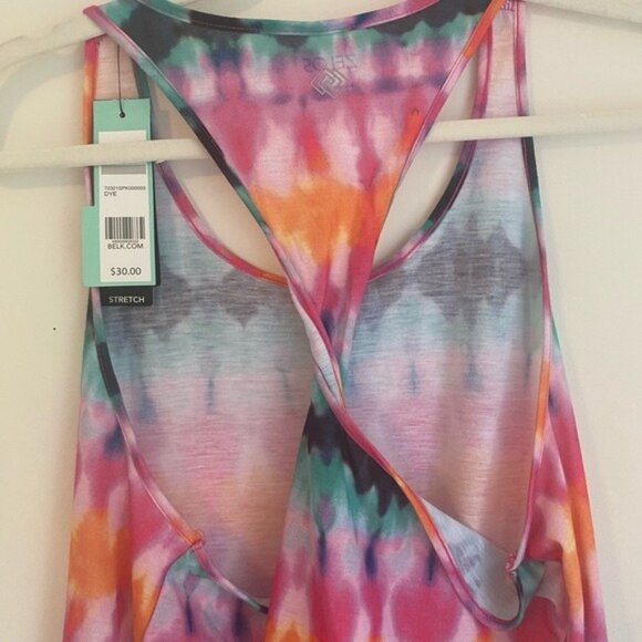 NWT Zelos Tie-Dye Racerback Tank Top With Twisted Back Size M - Picture 3 of 7